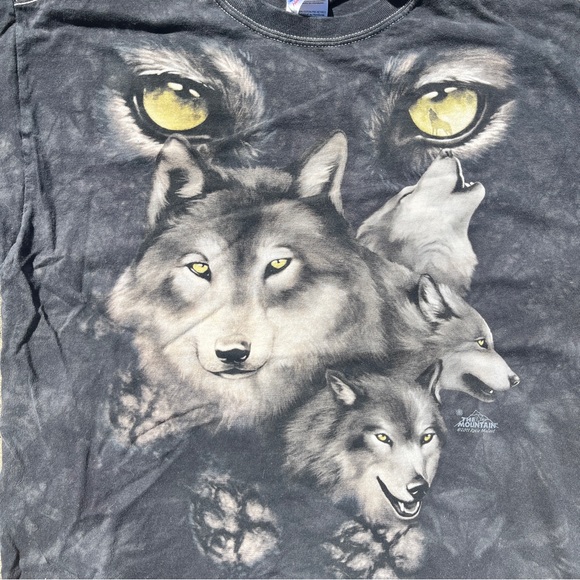 Men’s Black Tie Dye Wolf Face Short Sleeve T-shirt Size Medium Gildan - Picture 2 of 4